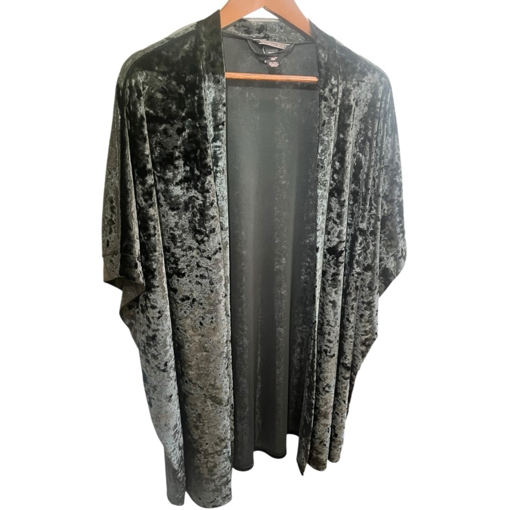 Victoria’s Secret Black Velvet Boxy Open Front Kimono Cardigan Sz Medium/Large - Picture 4 of 15